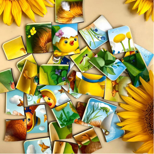 Деревянная настольная игра 'Этапы развития курочки' Ubumblebees (ПСФ018) PSF018 сортер-пазл