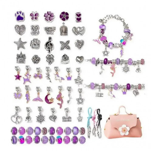 Набор для создания браслетов и подвесок B4343(Purple) с шармами