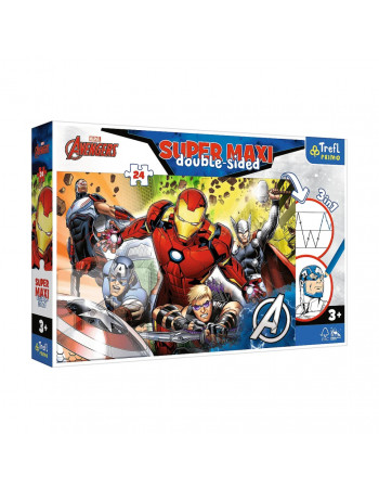 Детские пазлы SUPER МАХІ Marvel 'Вместе сильнее' Trefl 41007 24 элемента, с раскраской