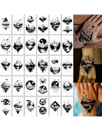Набор детских временных тату 'Черные мини №3' black-tattoo-mini-set-3-3, 30 штук по 9,5*5,5 см