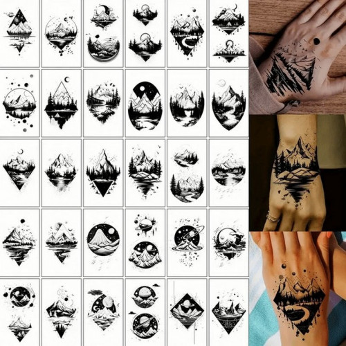 Набор детских временных тату 'Черные мини №3' black-tattoo-mini-set-3-3, 30 штук по 9,5*5,5 см