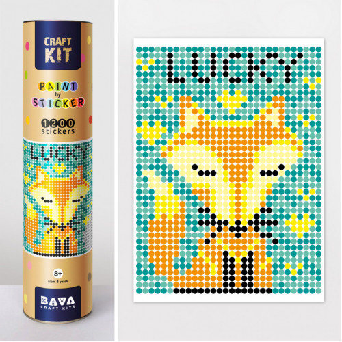 Картина по номерам стикерами в тубусе 'Лисичка' 1200 стикеров. 1838, 33х48 см