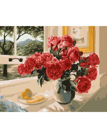 Картина по номерам. Art Craft 'Розы на подоконнике' 40*50 см 12115-AC