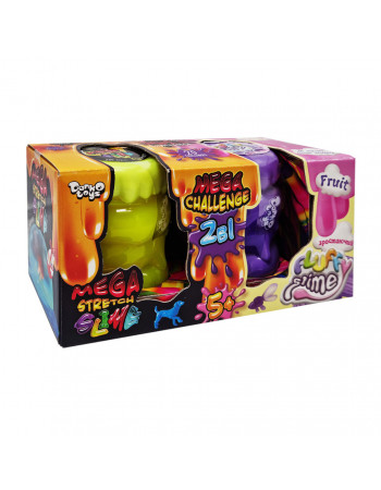 Вязкая масса '2 в 1 'Mega Stretch Slime' и 'Fluffy Slime' FLS-03-01U укр Желто-фиолетовый