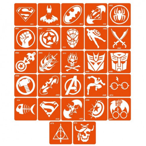 Набор трафаретов для био-тату «R - пираты, супергерои» r_simple_5x5_27_1