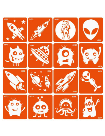 Набор трафаретов для био-тату 'Monsters and rockets' monsters-and-rockets-16