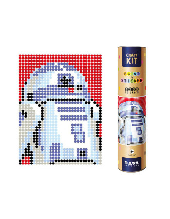 Картина по номерам стикерами в тубусе 'Робот синий' (R2D2) , 1200 стикеров 1876, 33х48 см