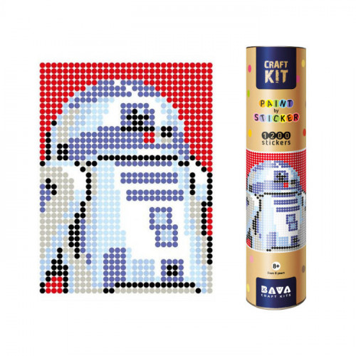 Картина по номерам стикерами в тубусе 'Робот синий' (R2D2) , 1200 стикеров 1876, 33х48 см