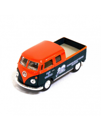 Детская модель машинки Volkswagen Bus Double Cab Pickup Delivery 1963 Kinsmart KT5396W инерционная, 1:34 Orange
