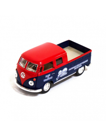 Детская модель машинки Volkswagen Bus Double Cab Pickup Delivery 1963 Kinsmart KT5396W инерционная, 1:34 Red