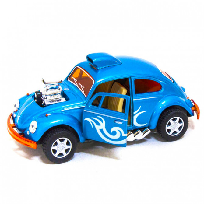 Машинка металева інерційна Volkswagen Beetle Custom Dragracer Kinsmart KT5405W 1:32  (Блакитний)