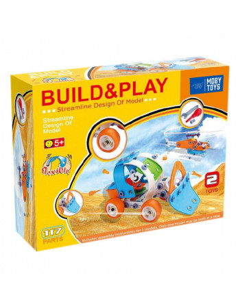Конструктор дитячий BuildPlay 'Бульдозер + Вертоліт' HANYE J-101B, 117 елемента