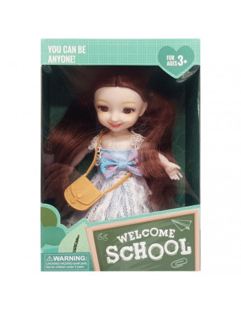Детская кукла 'Welcome School' YL605-7/9/10 с сумочкой Синий