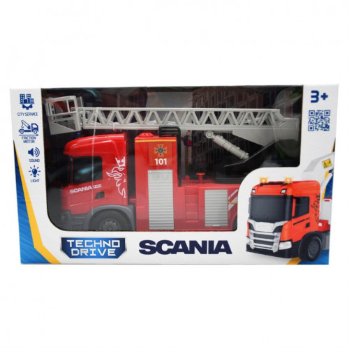 Автомодель детская Scania 'Пожарная машина' TechnoDrive 6407KS, свет, звук