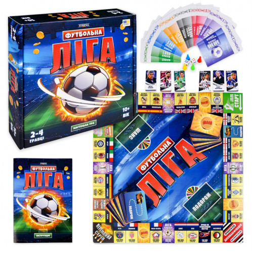 Настольная игра Футбольная лига 31071 фишки 4 шт, карточек 114 шт