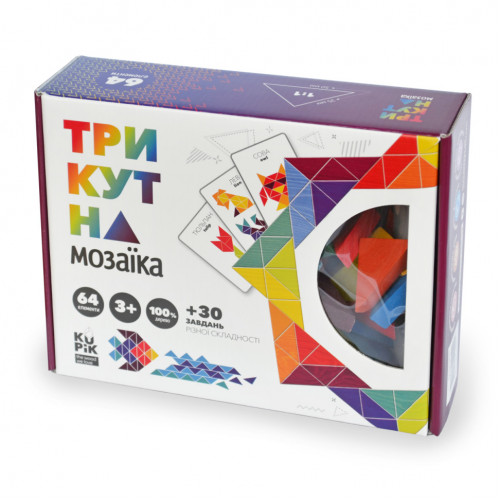 Дерев'яна гра 'Трикутна мозаїка' Kupik 900194, 64 деталі