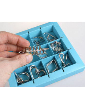 Набор головоломок 10 Metall Puzzles blue Eureka 3D Puzzle 473356, 10 головоломок
