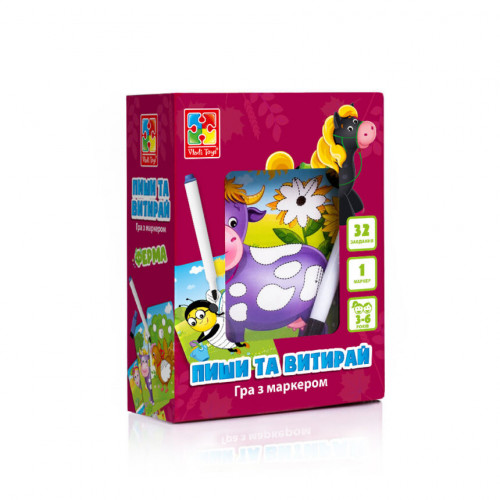 Настільна гра Пиши та витирай 'Ферма' Vladi Toys  VT5010-19 укр
