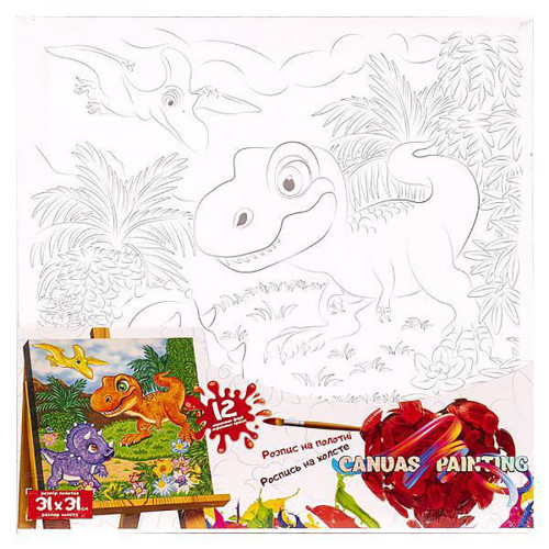 Роспись на холсте 'Canvas Painting' Динозавры PX-07-02 31х31см