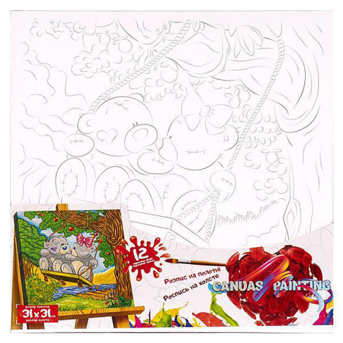 Роспись на холсте 'Canvas Painting' Мишки на качели PX-07-08 31х31см