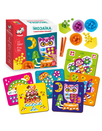 Мозаїка з дерев'яними кульками 'Доповни картинку' Vladi Toys ZB2002-08 (укр)