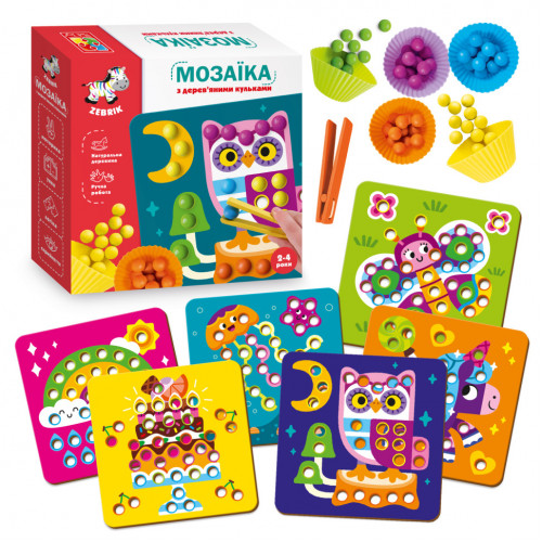 Мозаїка з дерев'яними кульками 'Доповни картинку' Vladi Toys ZB2002-08 (укр)