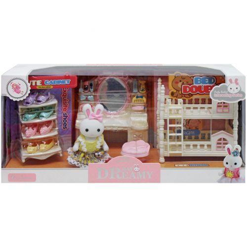 Набір лялькових меблів 'Спальня' з фігуркою зайчика (аналог Sylvanian Families) арт. 6690