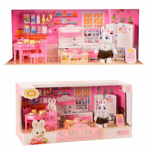 Набір лялькових меблів 'Кухня' із фігуркою зайчика (аналог Sylvanian Families) арт. 55002-1