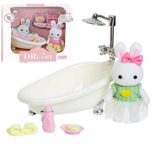 Набір меблів 'Ванна' з фігуркою зайчика (аналог Sylvanian families) арт. 6621-4