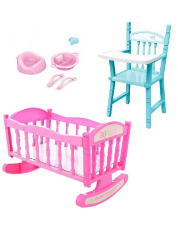 *Ігровий набір для ляльки (стільчик для годування, ліжко, аксесуари) арт. YL 668 C-4/YL 668 C-3