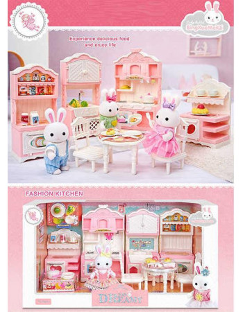 Набір лялькових меблів 'Кухня' із фігуркою зайчика (аналог Sylvanian Families) арт. 6681
