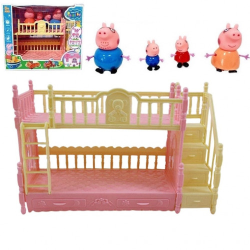 Ігровий набір - ліжко та 4 фігурки 'Свинка Пеппа' (Peppa Pig) арт. YQ 716