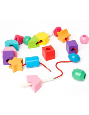 Дерев'яна логічна гра (піраміда з картками, шнурівка) арт. C 74318