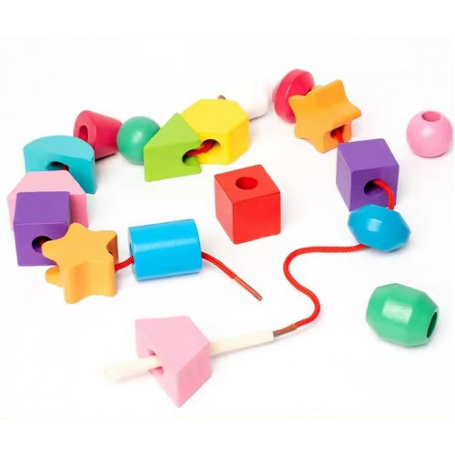 Дерев'яна логічна гра (піраміда з картками, шнурівка) арт. C 74318