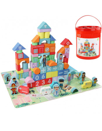 Дерев'яні кубики у відрі (100 деталей) арт. C 74255