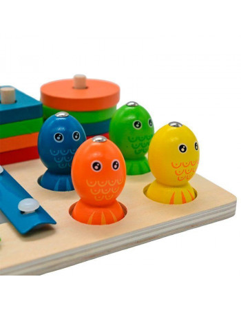 Дерев'яна іграшка 3 в 1 (ксилофон, сортер 'геометрика', магнітна рибалка) арт. C 74245