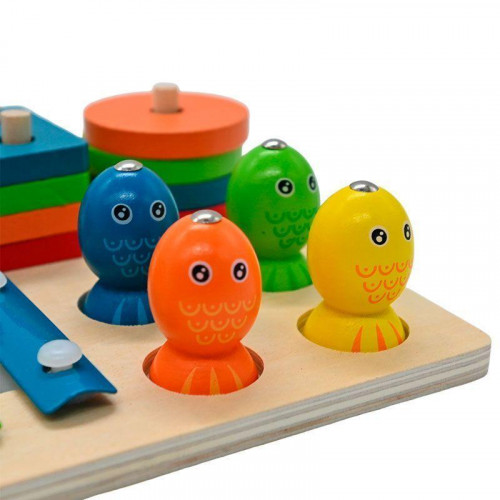 Дерев'яна іграшка 3 в 1 (ксилофон, сортер 'геометрика', магнітна рибалка) арт. C 74245