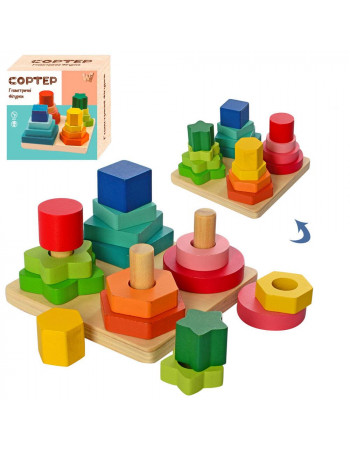 Дерев'яна піраміда (геометричний сортер) арт. 36801