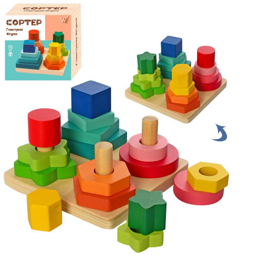 Дерев'яна піраміда (геометричний сортер) арт. 36801