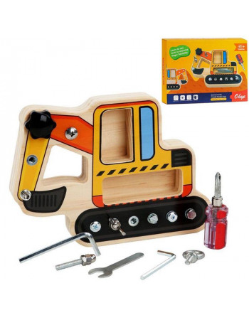 Дерев`яна розвиваюча гра 'Екскаватор' (болти, викрутка, ключ, шестигранник) арт. С 54685