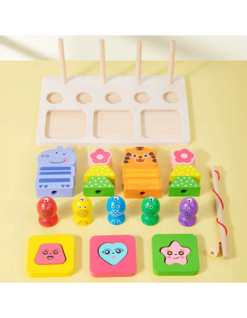 Дерев'яна логічна гра (піраміда, риболовля, вкладиші) арт. C 73332