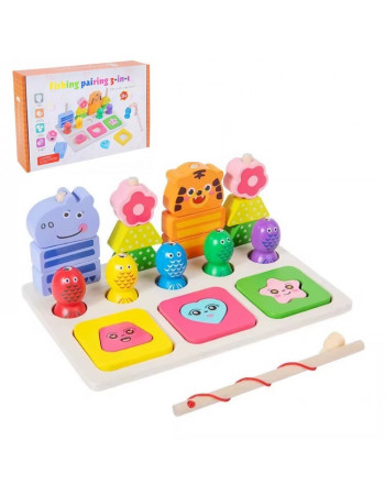 Дерев'яна логічна гра (піраміда, риболовля, вкладиші) арт. C 73332