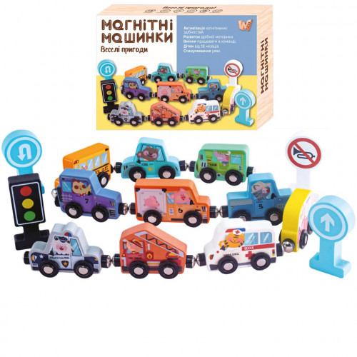 Дерев'яна іграшка 'магнітні машинки' арт. 49325