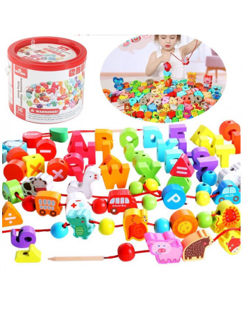 Дерев'яна шнурівка у відрі (139 деталей) арт. С 74443