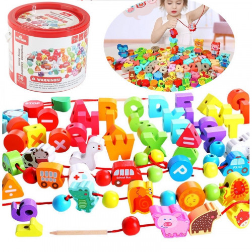 Дерев'яна шнурівка у відрі (139 деталей) арт. С 74443