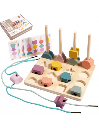 Дерев'яна логічна гра (піраміда, вкладиш, шнурівка, сортер) арт. C 73243