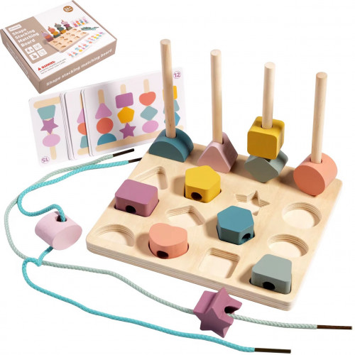 Дерев'яна логічна гра (піраміда, вкладиш, шнурівка, сортер) арт. C 73243