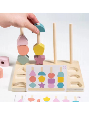 Дерев'яна логічна гра (піраміда, вкладиш, шнурівка, сортер) арт. C 73243