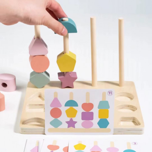 Дерев'яна логічна гра (піраміда, вкладиш, шнурівка, сортер) арт. C 73243