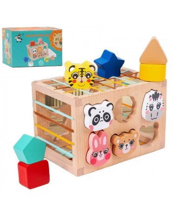 Дерев'яна розвиваюча іграшка (сортер з резинками і фігурами) арт. C 60392